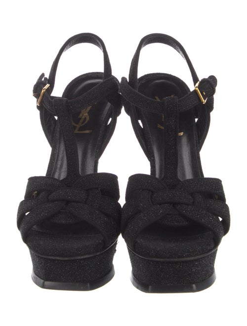 Saint Laurent Glitter T-Strap Sandals