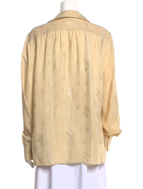 Saint Laurent Silk Long Sleeve Button-Up Top