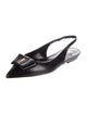 Saint Laurent Leather Bow Accents Slingback Flats
