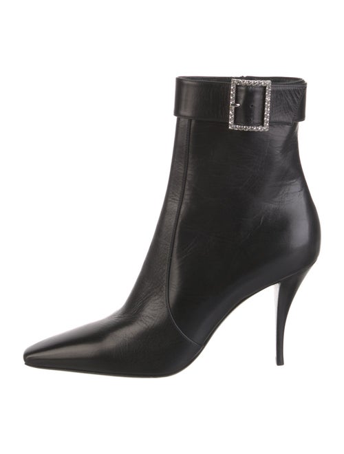 Saint Laurent Leather Crystal Embellishments Boots