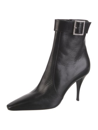 Saint Laurent Leather Crystal Embellishments Boots