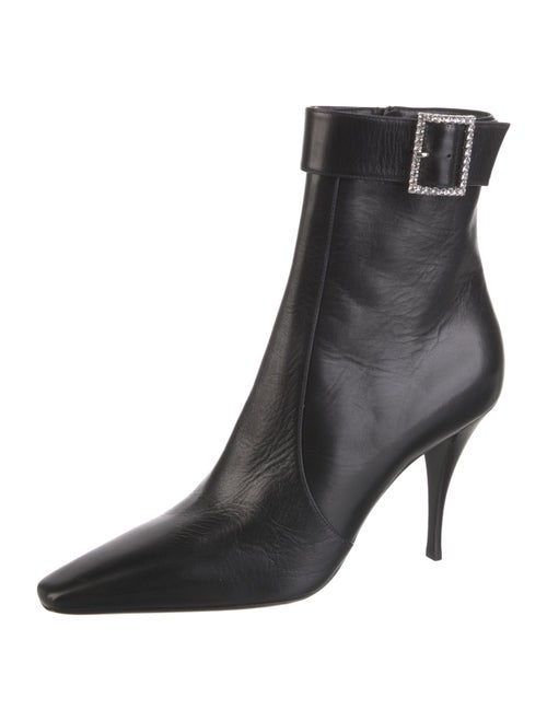 Saint Laurent Leather Crystal Embellishments Boots