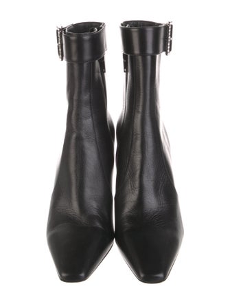 Saint Laurent Leather Crystal Embellishments Boots