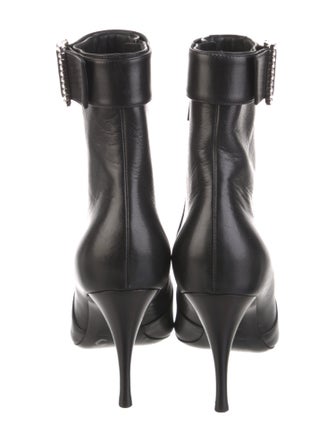 Saint Laurent Leather Crystal Embellishments Boots