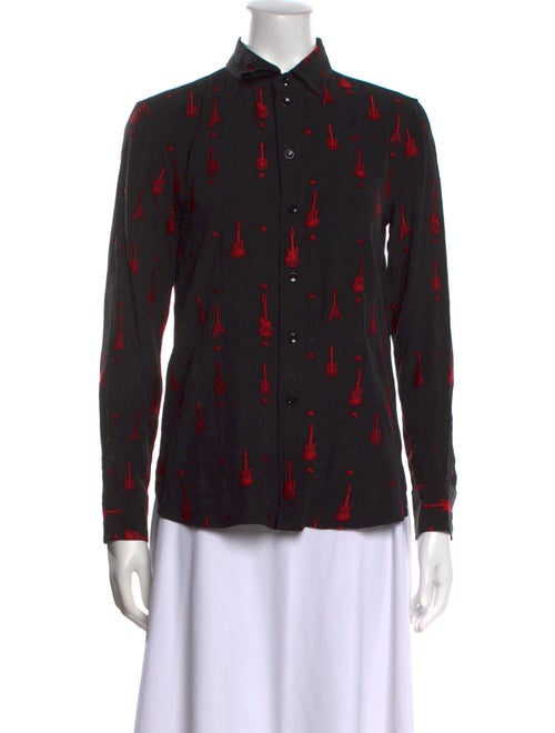 Saint Laurent 2015 Printed Button-Up Top
