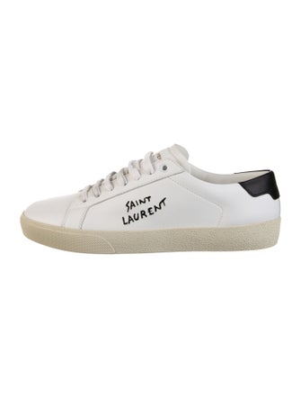 Saint Laurent Leather Embroidered Accent Sneakers