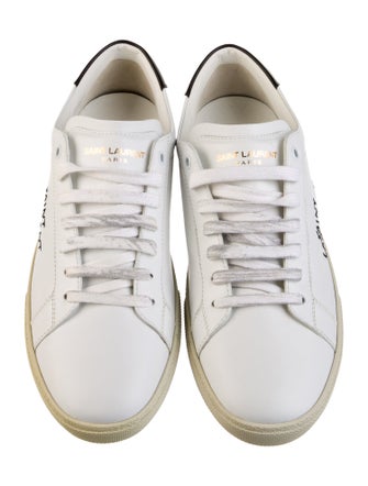 Saint Laurent Leather Embroidered Accent Sneakers