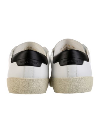 Saint Laurent Leather Embroidered Accent Sneakers