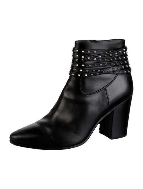 Saint Laurent Leather Studded Accents Boots