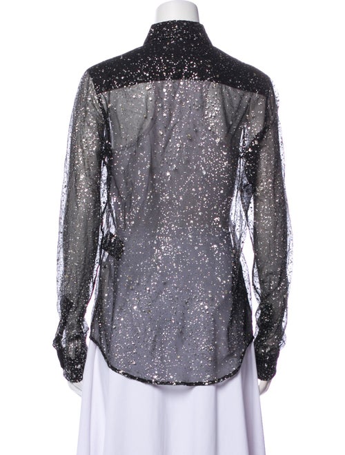 Saint Laurent Polka Dot Print Long Sleeve Button-Up Top