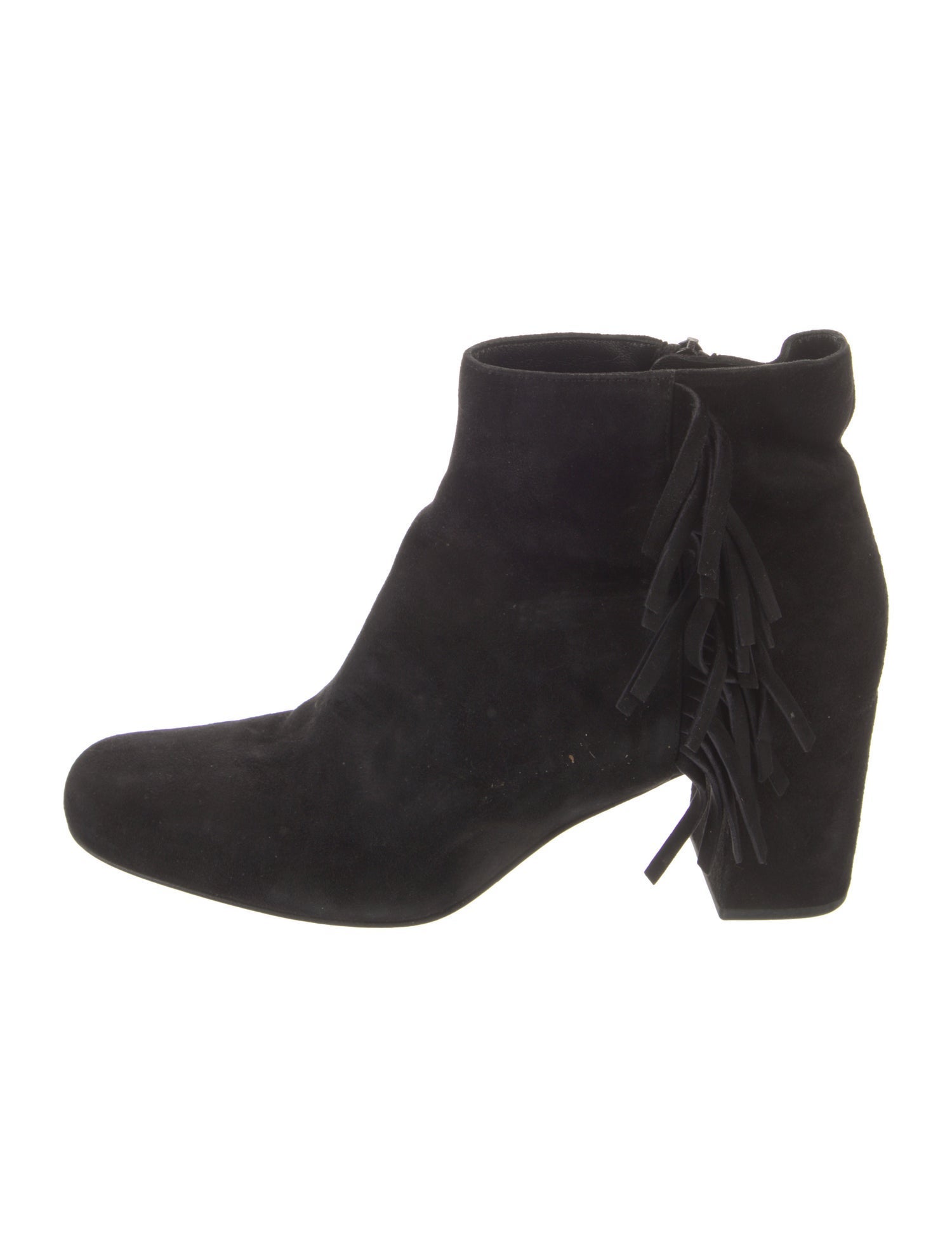 Saint Laurent Suede Fringe Trim Accent Boots