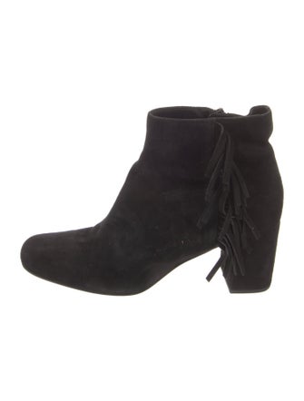 Saint Laurent Suede Fringe Trim Accent Boots