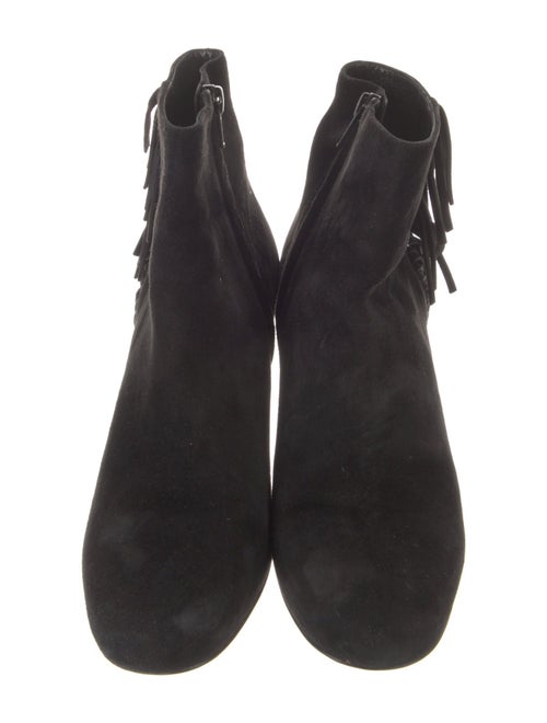 Saint Laurent Suede Fringe Trim Accent Boots