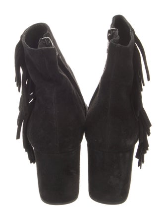 Saint Laurent Suede Fringe Trim Accent Boots