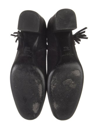 Saint Laurent Suede Fringe Trim Accent Boots