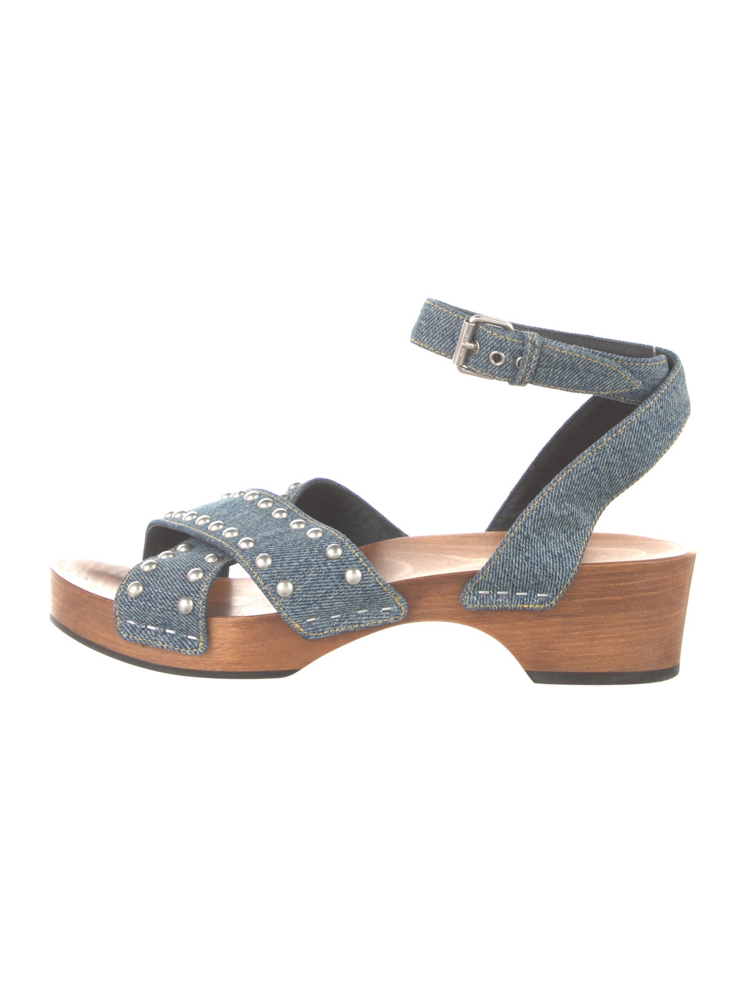 Saint Laurent Denim Studded Accents Sandals