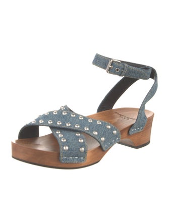 Saint Laurent Denim Studded Accents Sandals