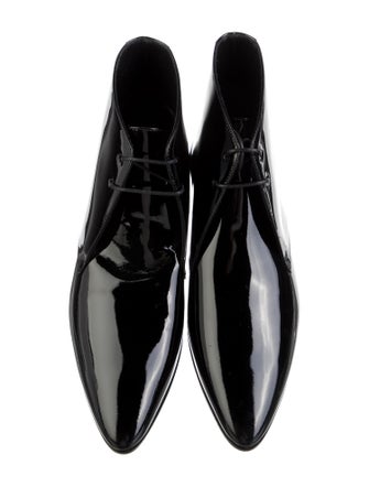 Saint Laurent Patent Leather Lace-Up Boots