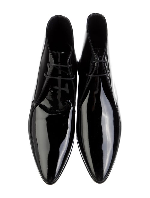 Saint Laurent Patent Leather Lace-Up Boots