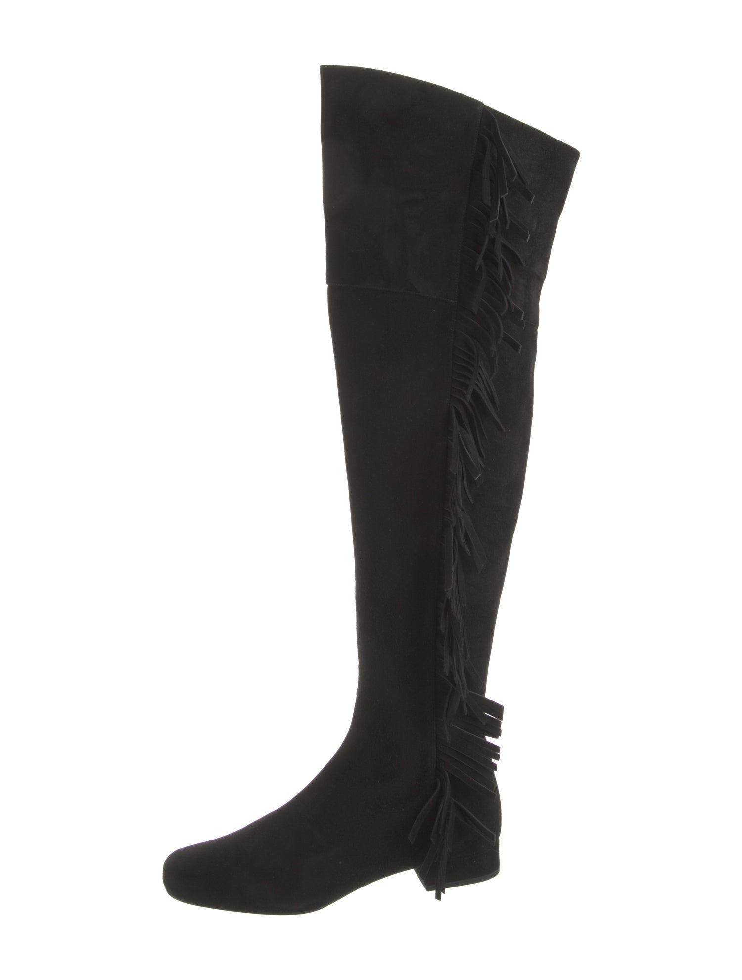 Saint Laurent Suede Fringe Trim Accent Boots