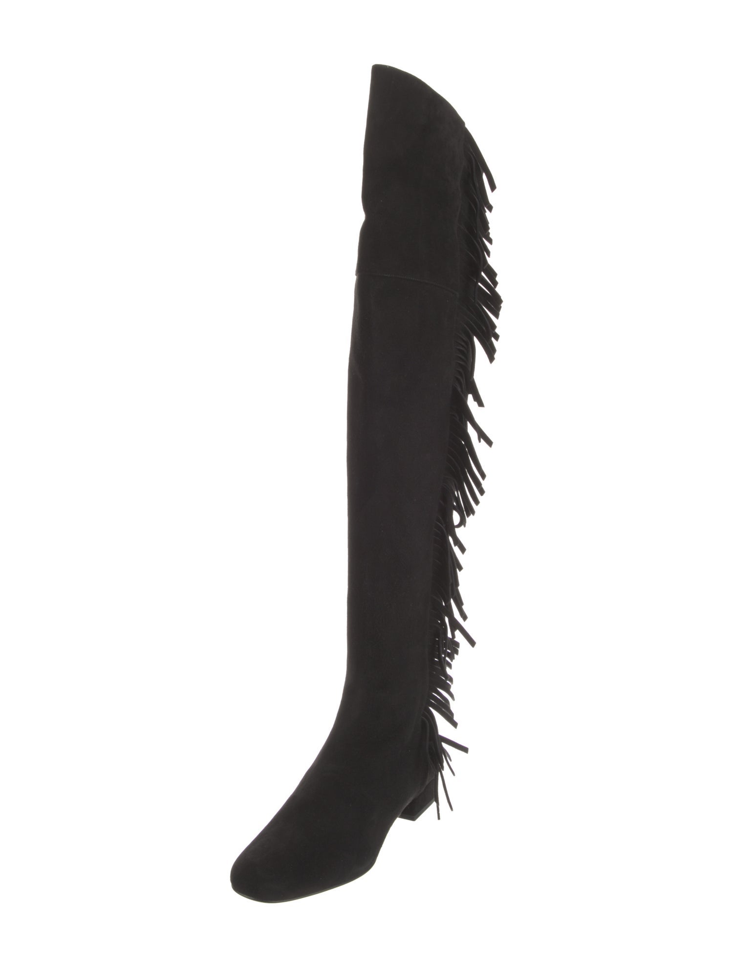 Saint Laurent Suede Fringe Trim Accent Boots
