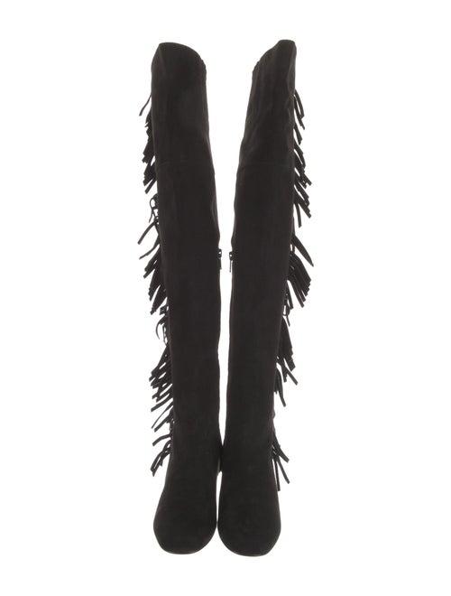 Saint Laurent Suede Fringe Trim Accent Boots