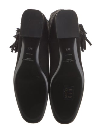 Saint Laurent Suede Fringe Trim Accent Boots