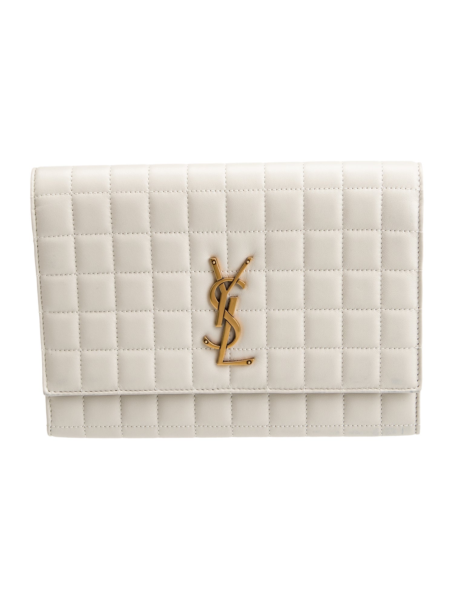 Saint Laurent Quilted Monogram Carré-Quilt Matelassé Cassandre Flap Pouch 2023