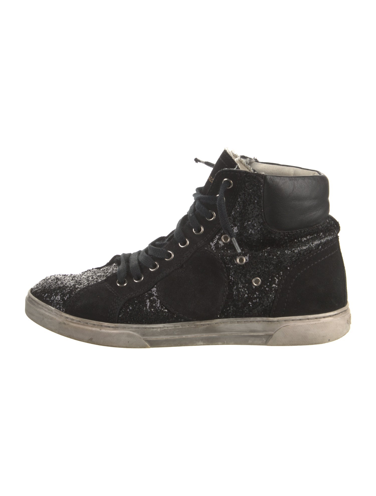Saint Laurent Glitter Distressed Accents Sneakers