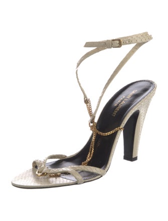 Saint Laurent Snakeskin Slingback Sandals