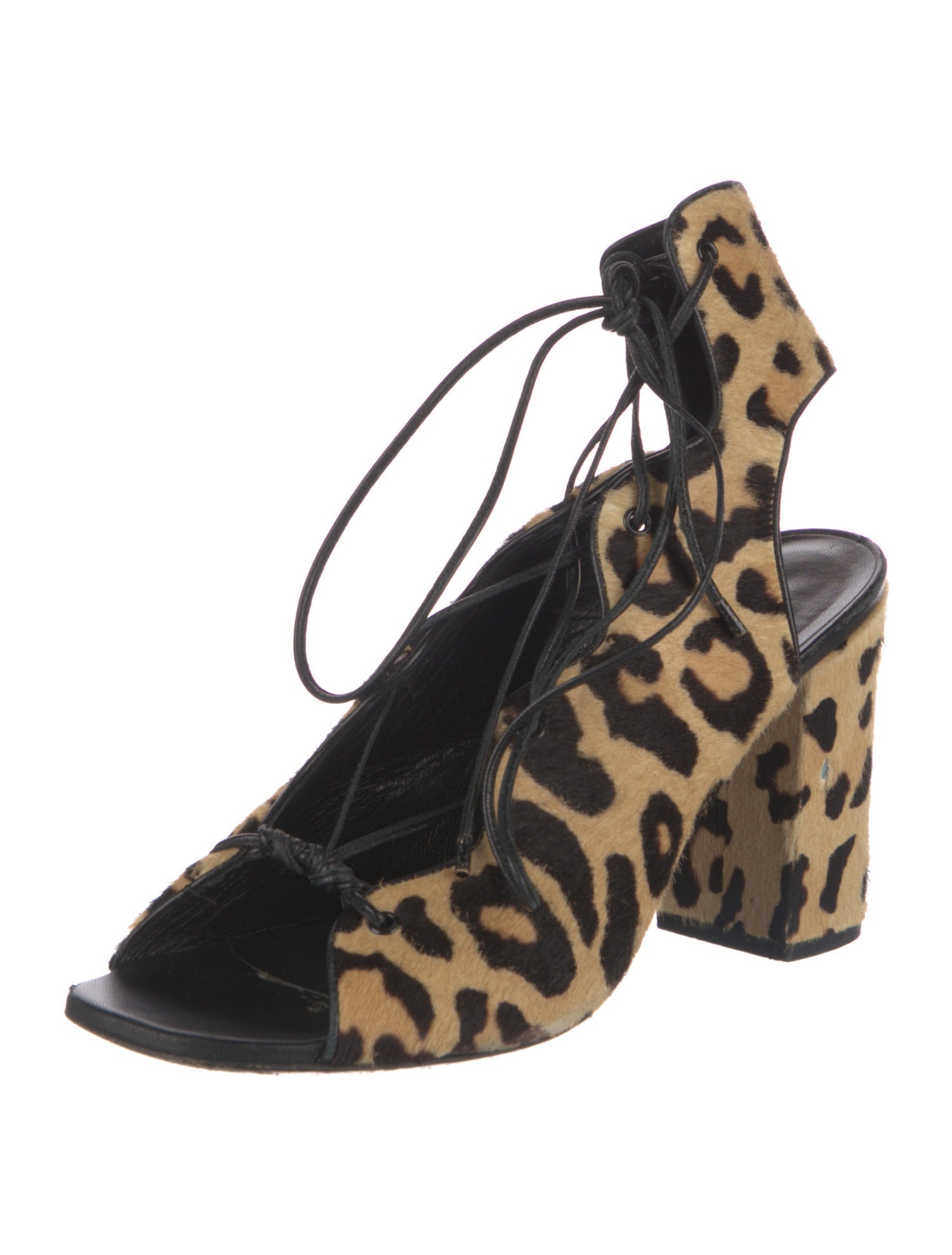 Saint Laurent Ponyhair Printed Slingback Sandals