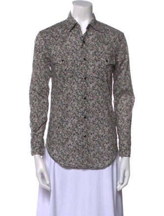 Saint Laurent 2015 Floral Print Button-Up Top