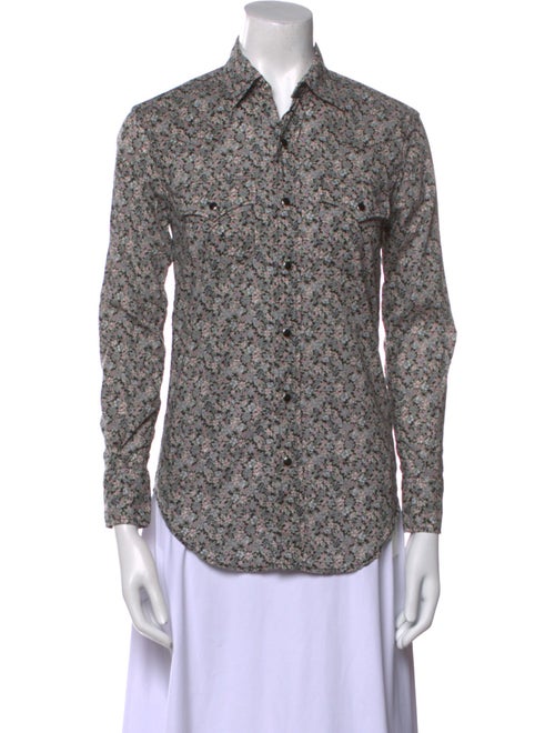 Saint Laurent 2015 Floral Print Button-Up Top