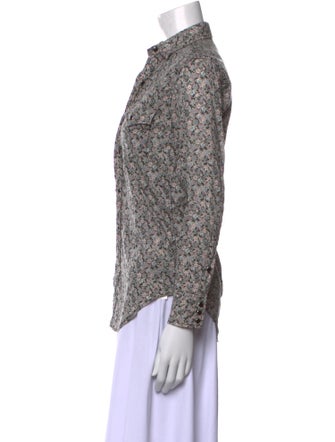 Saint Laurent 2015 Floral Print Button-Up Top