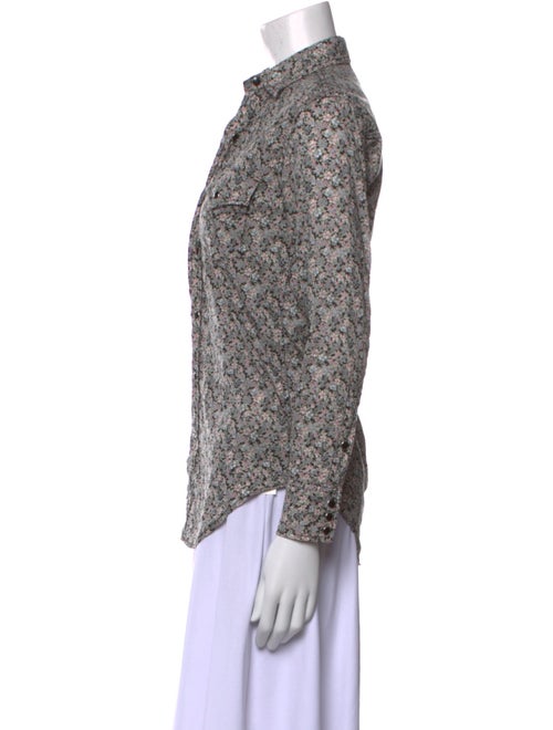 Saint Laurent 2015 Floral Print Button-Up Top