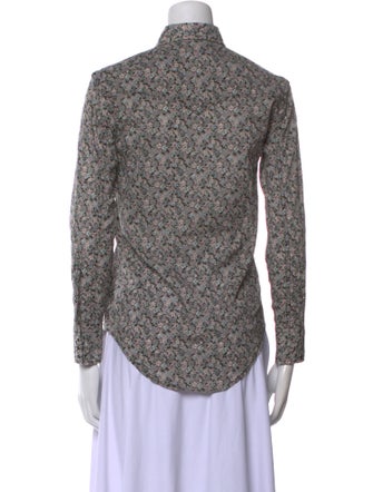 Saint Laurent 2015 Floral Print Button-Up Top