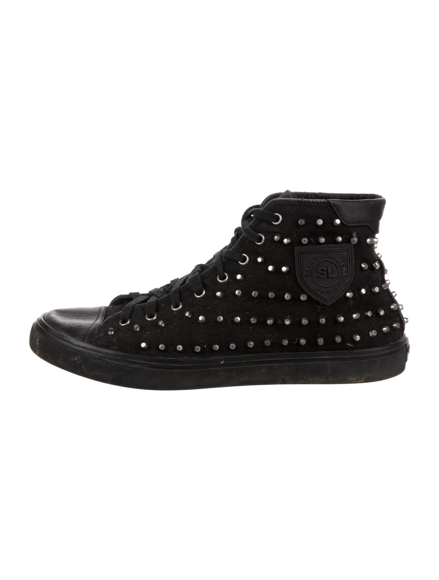 Saint Laurent Canvas Studded Accents Sneakers