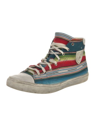 Saint Laurent Striped Distressed Accents Sneakers