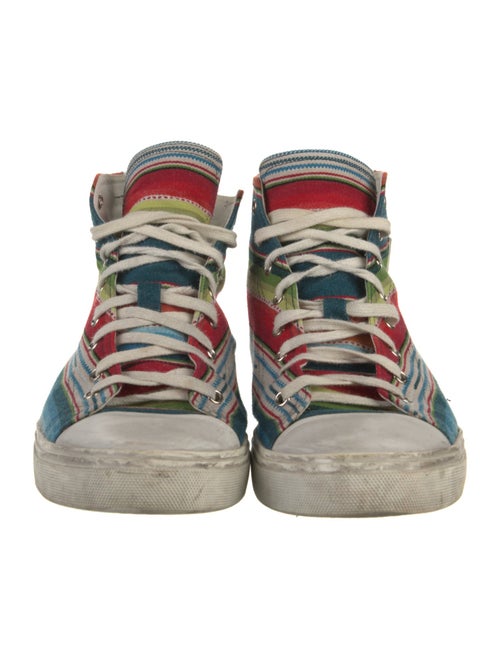 Saint Laurent Striped Distressed Accents Sneakers