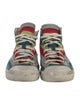 Saint Laurent Striped Distressed Accents Sneakers