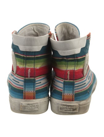 Saint Laurent Striped Distressed Accents Sneakers