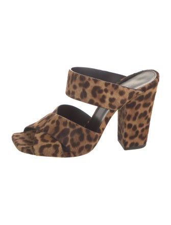 Saint Laurent Ponyhair Animal Print Mules