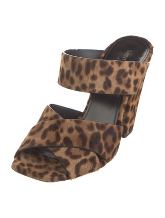 Saint Laurent Ponyhair Animal Print Mules