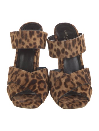 Saint Laurent Ponyhair Animal Print Mules