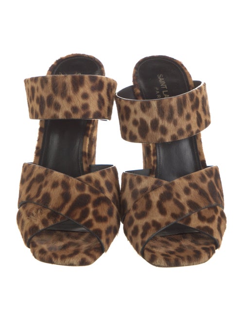 Saint Laurent Ponyhair Animal Print Mules