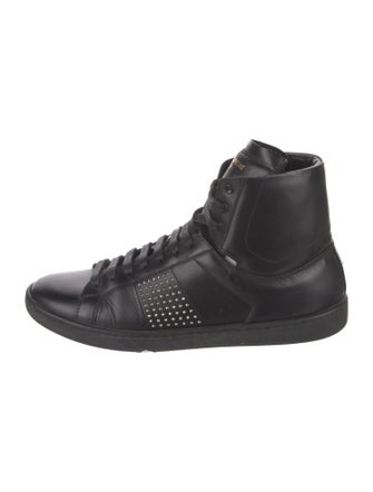 Saint Laurent Leather Studded Accents Sneakers