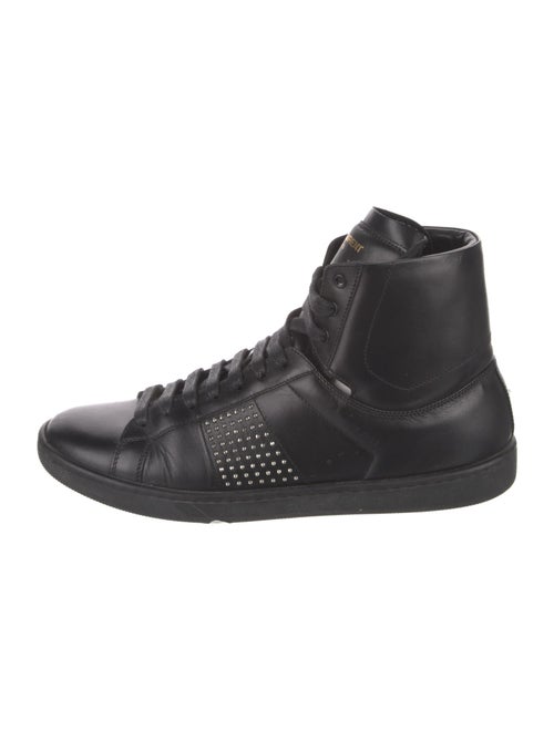 Saint Laurent Leather Studded Accents Sneakers