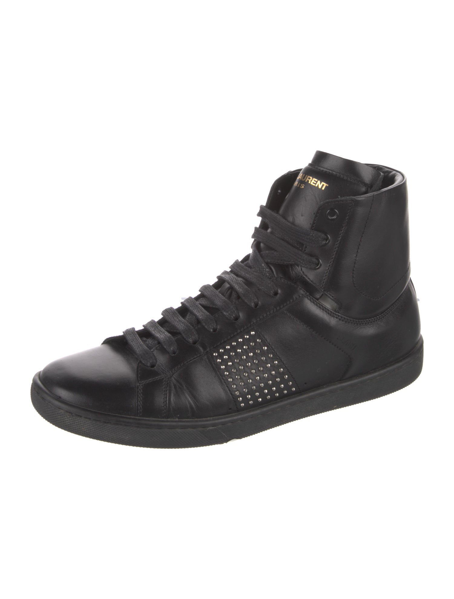 Saint Laurent Leather Studded Accents Sneakers