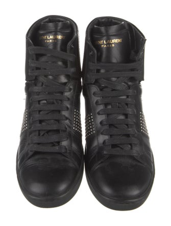 Saint Laurent Leather Studded Accents Sneakers