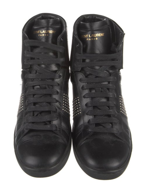 Saint Laurent Leather Studded Accents Sneakers